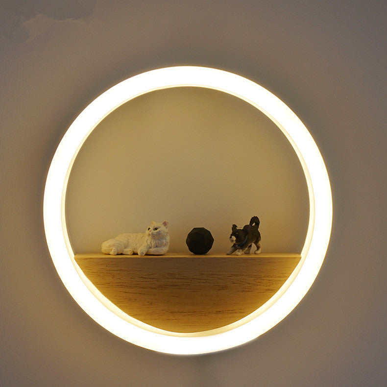 Modern LED Wall Lamp – Minimalist Ambient Ring Light Shelf Sconce
