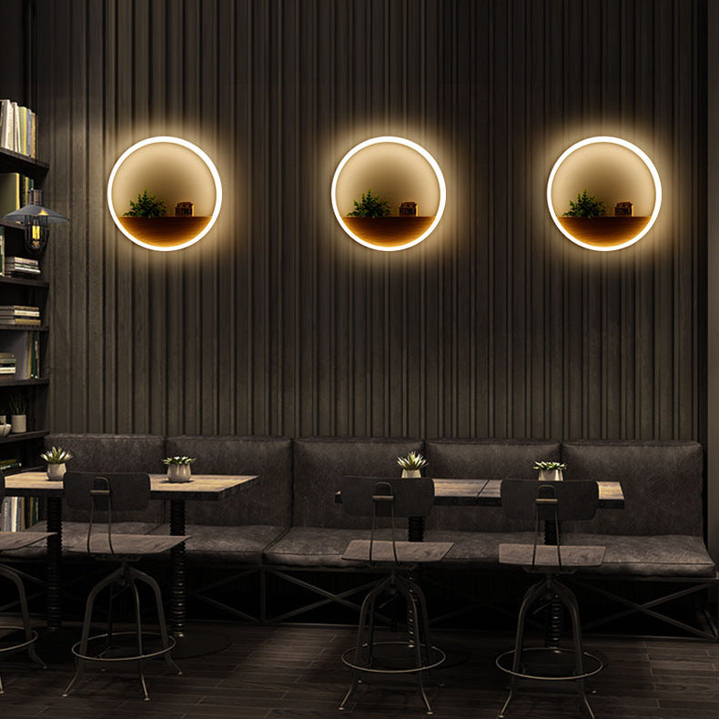 Modern LED Wall Lamp – Minimalist Ambient Ring Light Shelf Sconce