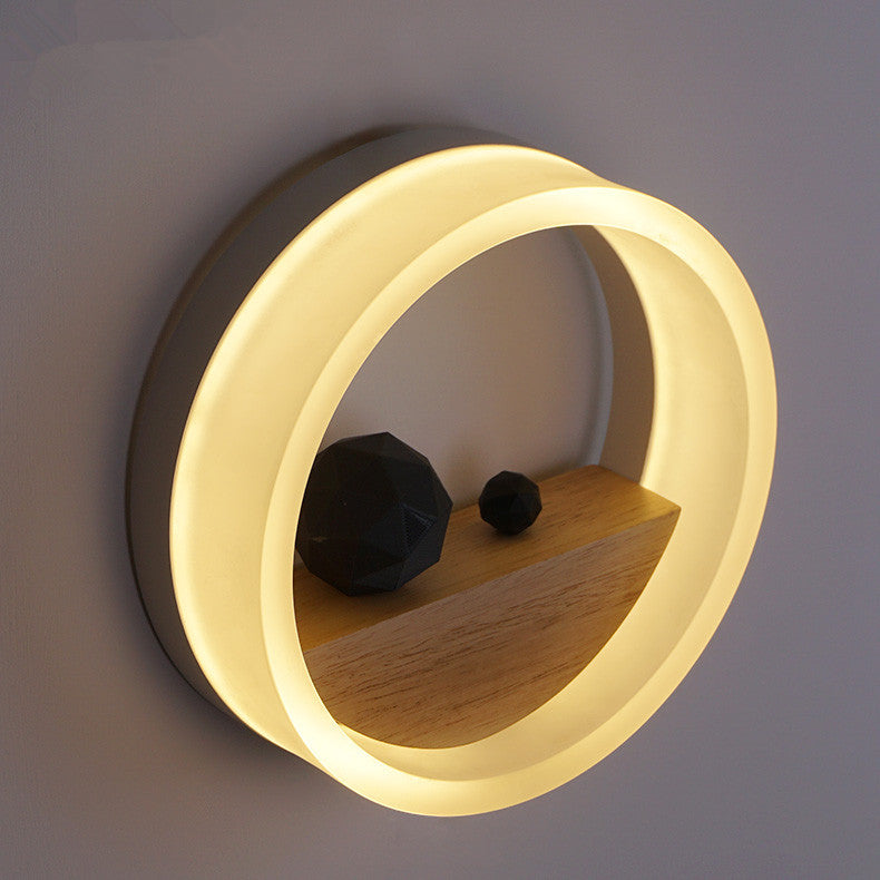 Modern LED Wall Lamp – Minimalist Ambient Ring Light Shelf Sconce