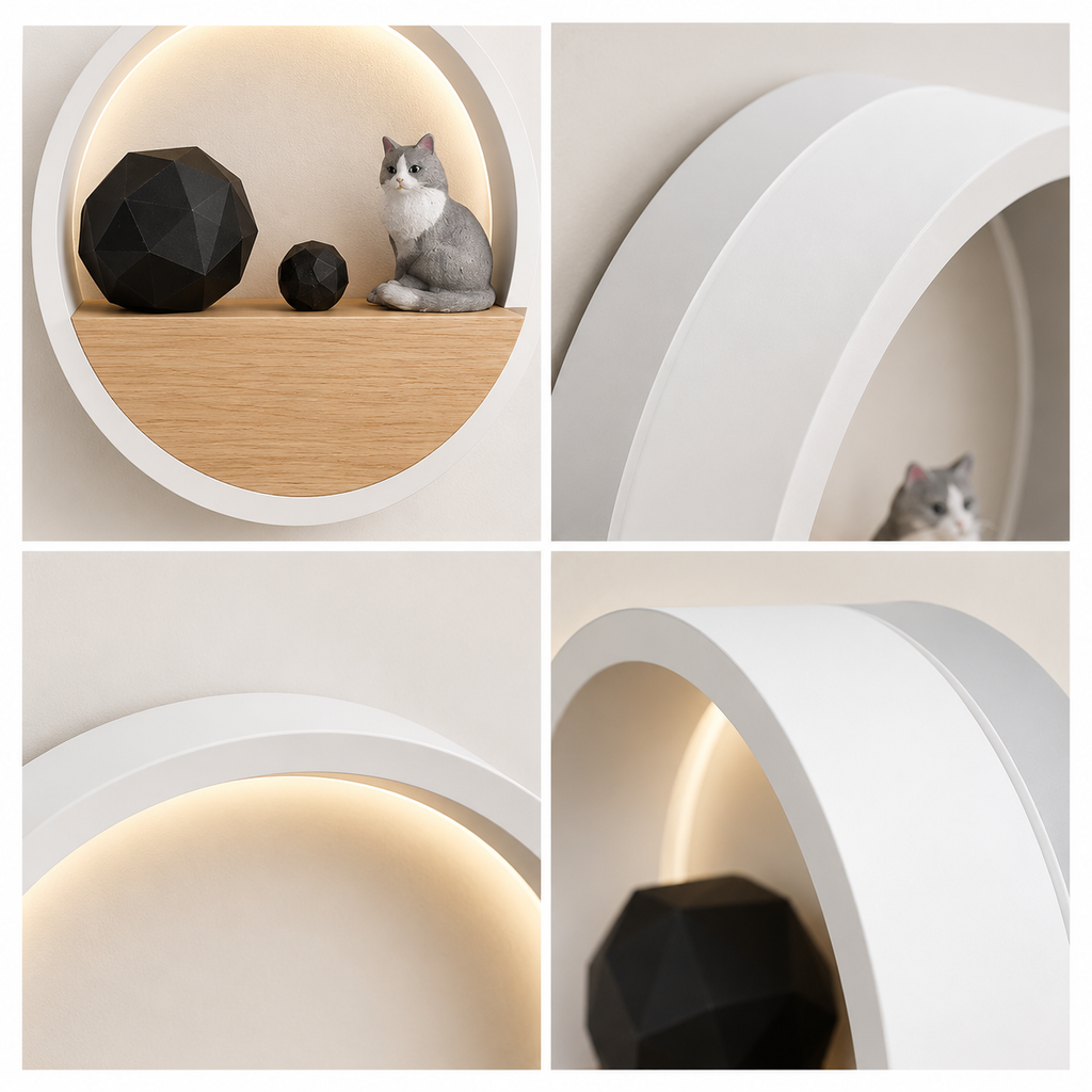 Modern LED Wall Lamp – Minimalist Ambient Ring Light Shelf Sconce
