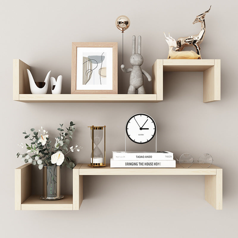 Modern Floating Wall Shelves Set – Minimalist Wooden Display Shelving